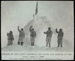 Image of Eskimos [Inughuit] and Henson at North Pole